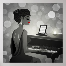 Retro Piano Player Poster