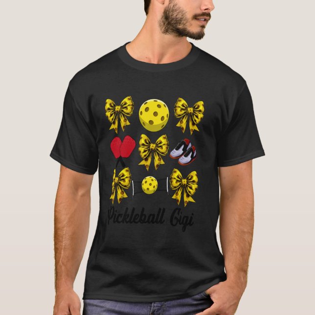 Retro Pickleball Gigi-båge Pickleball-mamma mors d T Shirt (Framsida)