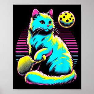 Retro pickleball kattälskare - paddel sport katt poster