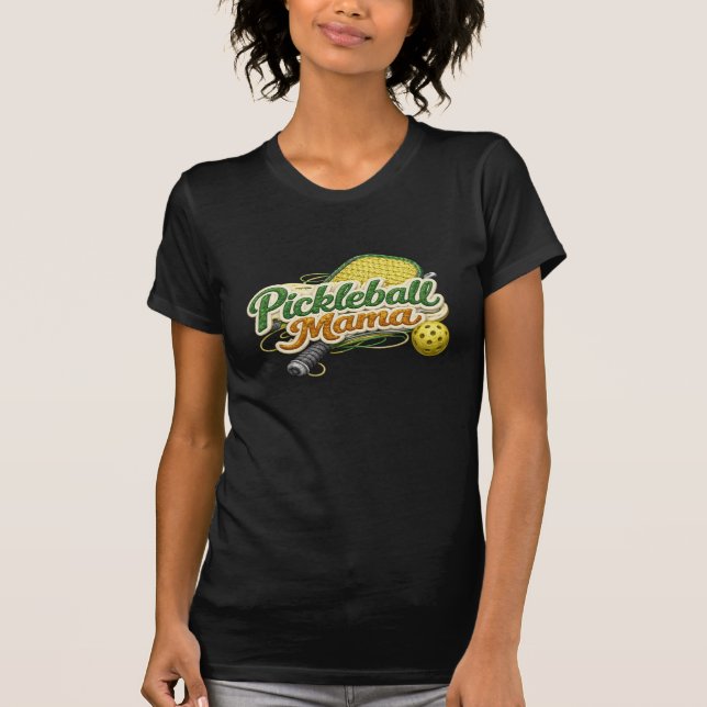 Retro Pickleball Mamma Mors dag  T Shirt (Framsida)