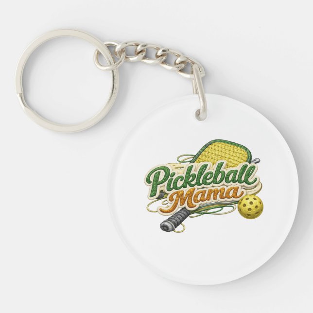 Retro Pickleball Mamma Nyckelring Mors Dag  (Framsidan)