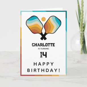 Retro Pickleball Paddles & Boll Birthday Kort