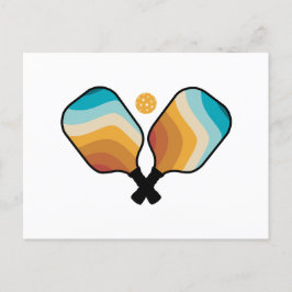 Retro Pickleball Paddles & Boll Helg Vykort