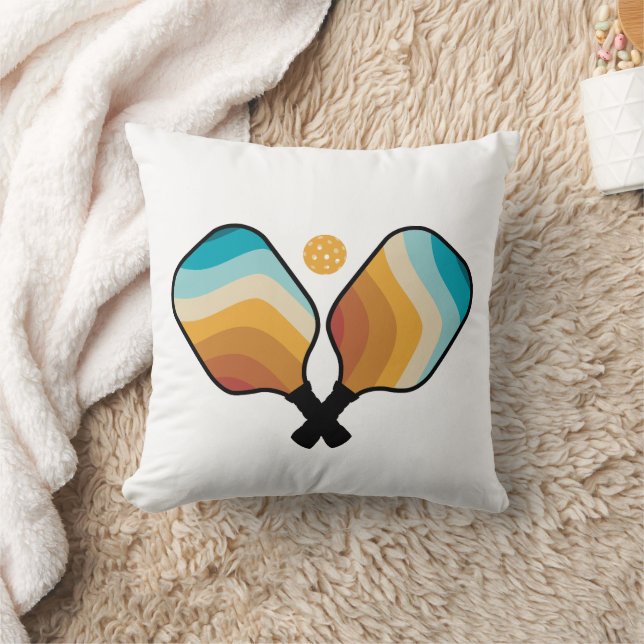 Retro Pickleball Paddles & Boll Kudde (Filt)