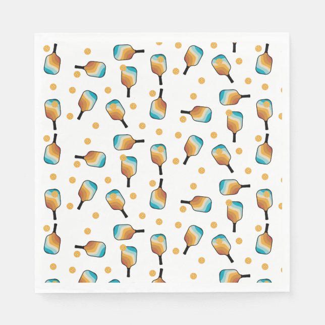 Retro Pickleball Paddles & Boll Mönster Pappersservett (Framsidan)