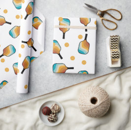 Retro Pickleball Paddles & Boll Mönster Presentpapper