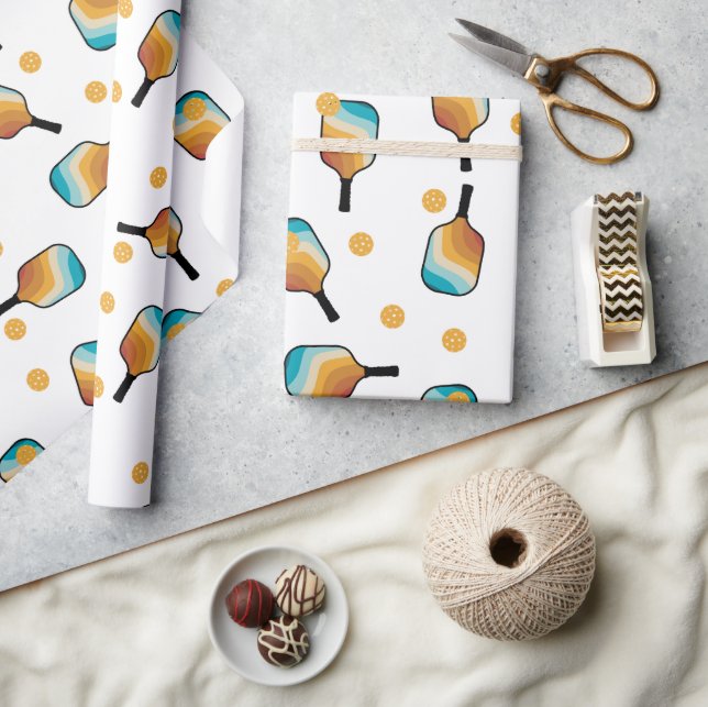 Retro Pickleball Paddles & Boll Mönster Presentpapper (Hantverk)