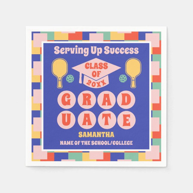 Retro Pickleball Studentfest Napkins Pappersservett (Framsidan)