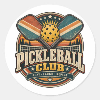 Retro Pickleballklubb Runt Klistermärke