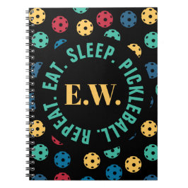 😍 Retro Picklebollar / svart med initialer Anteckningsbok