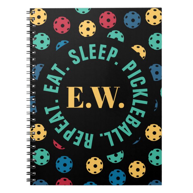 😍 Retro Picklebollar / svart med initialer Anteckningsbok (Framsidan)