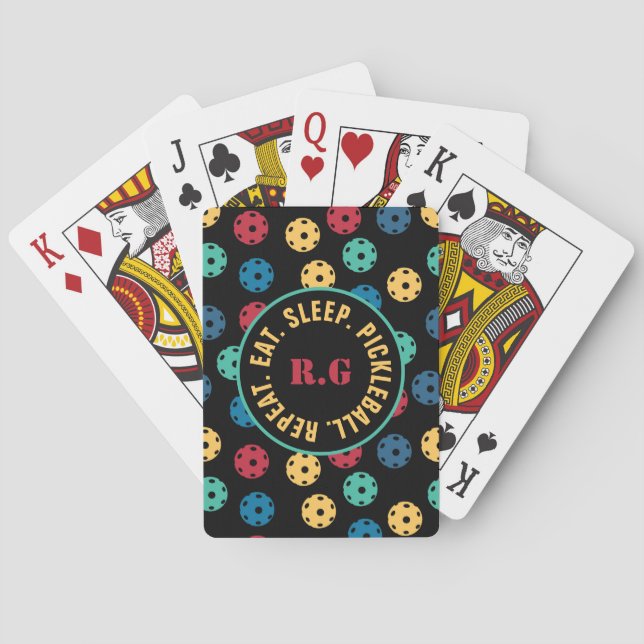 😍 Retro Picklebollar / svart med initialer Casinokort (Baksidan)