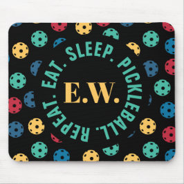 😍 Retro Picklebollar / svart med initialer Musmatta