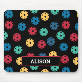 😍 Retro Picklebollar / svart med namn Musmatta