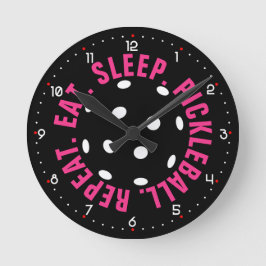 😍 Retro Picklebollar / svart med siffror Rund Klocka