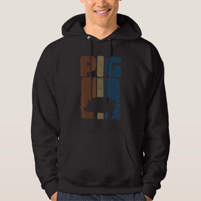 Retro Pig Lover, Cute Farmer, Farming For Men Wome Hoodie (Framsida)