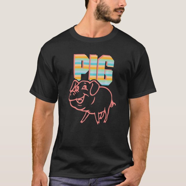 Retro Pig Lover, Cute Farmer, Farming For Men Wome T Shirt (Framsida)