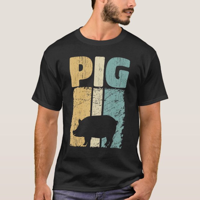 Retro Pig Lover, Cute Farmer, Farming For Men Wome T Shirt (Framsida)