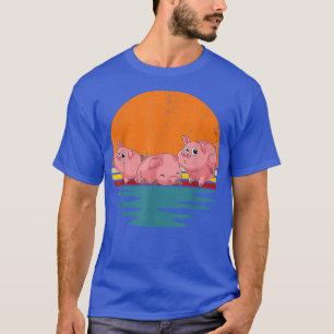 Retro Piglet Farmer Cute Farm Animal Lover Gris 51 T Shirt