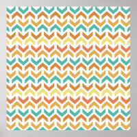 Retro pilar Chevron Orange Teal Guld Mönster