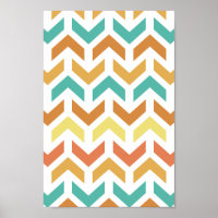 Retro pilarer Chevron Orange Teal Guld Mönster