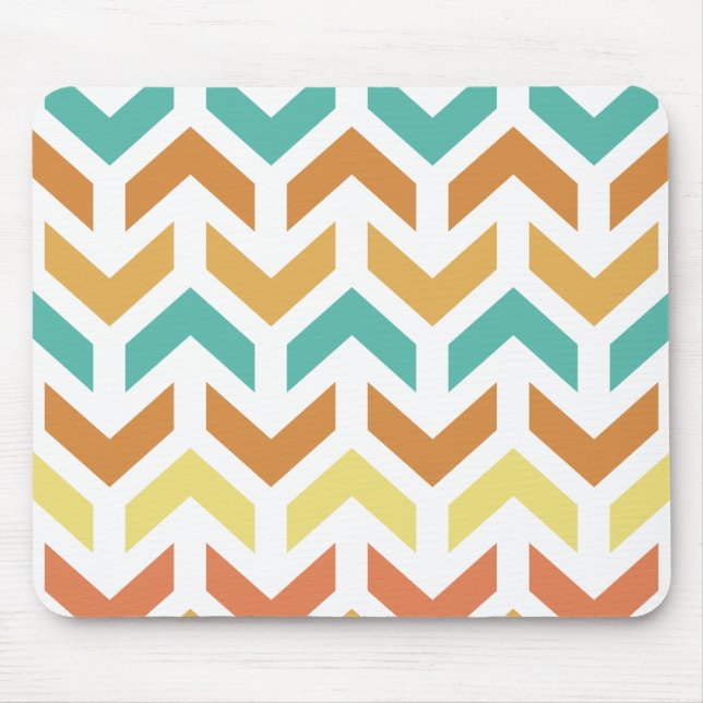 Retro pilarer Chevron Orange Teal Guld Musmatta (Framsidan)