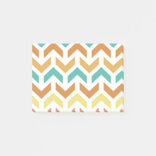 Retro pilarer Chevron Orange Teal Guld Post-it Block