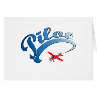 Retro pilot- grafiskt med blåtttext hälsningskort