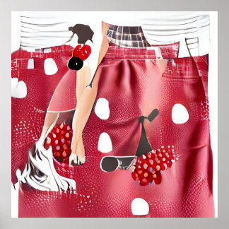 Retro Pin Up-flicka inspirerad AI-genererad konst Poster