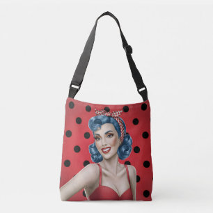 Retro Pin-Up Girl med Polka dots Axelväska