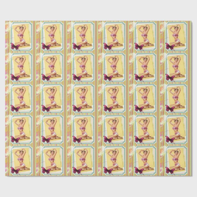 Retro Pin-Up Girl Presentpapper (Platt)