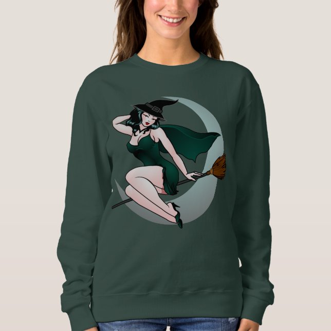 Retro Pin-up Girl Shirt Witchy Halloween Shirt T Shirt (Framsida)