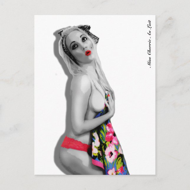 Retro Pin Up Girl vycard White Vykort (Framsida)