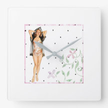Retro Pin Up Girl Wall Clock