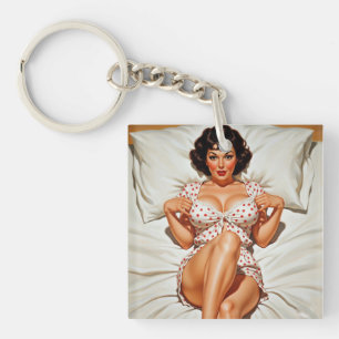 Retro Pin-up Girl with Red Polka Dot PJ's