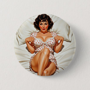 Retro Pin-up Girl with Red Polka Dot PJ's Knapp