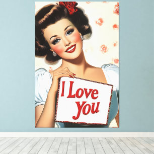 Retro Pin-Up Kärlek Canvastryck