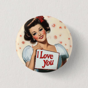 Retro Pin-Up Kärlek Knapp