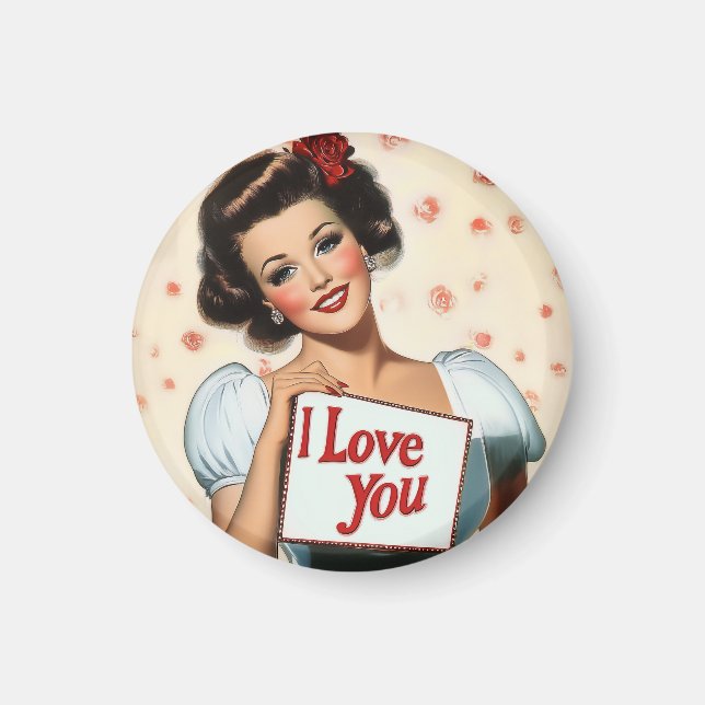 Retro Pin-Up Kärlek Magnet (Framsidan)