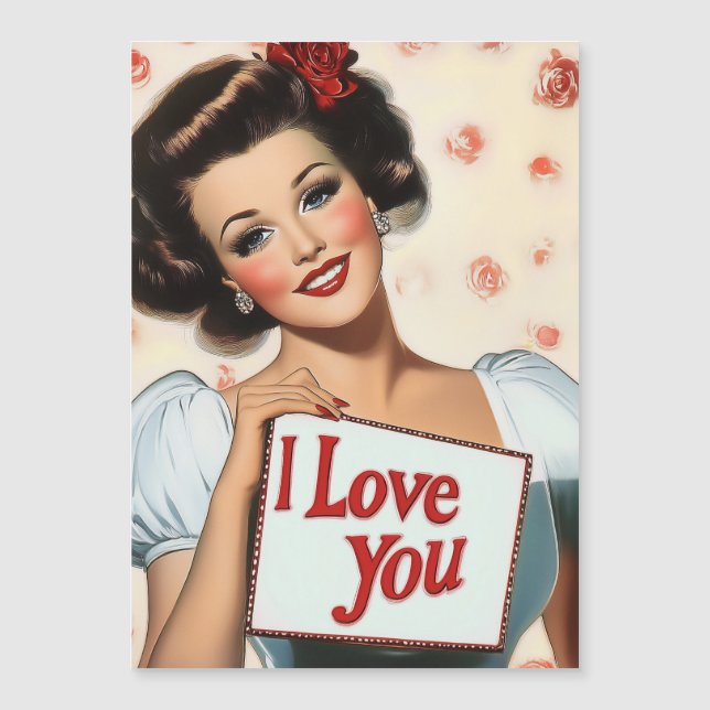 Retro Pin-Up Kärlek Magnetisk Inbjudningskort (Framsida)