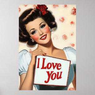 Retro Pin-Up Kärlek Poster