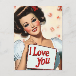 Retro Pin-Up Kärlek Vykort