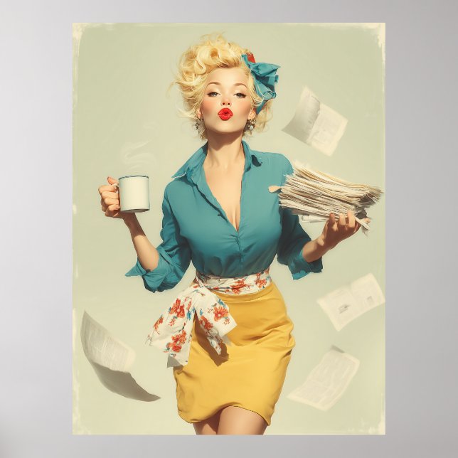 Retro Pin-Up Kontors Chic Poster (Framsidan)