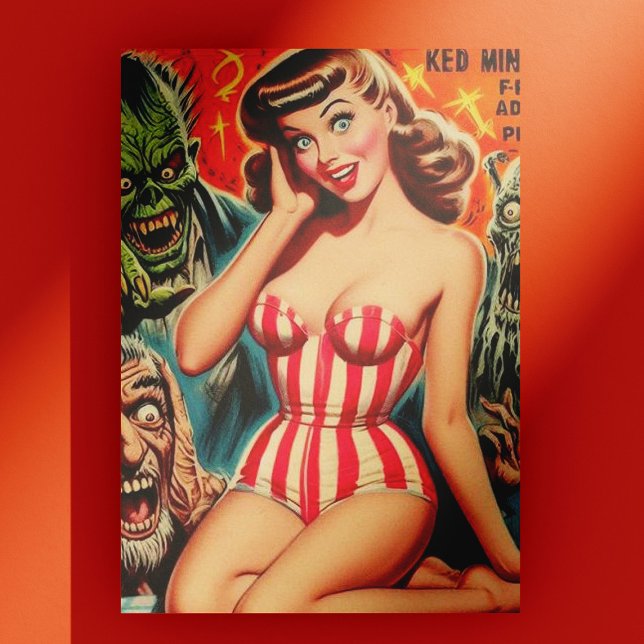 Retro Pin-up och Monsters Vykort (Skapare uppladdad)
