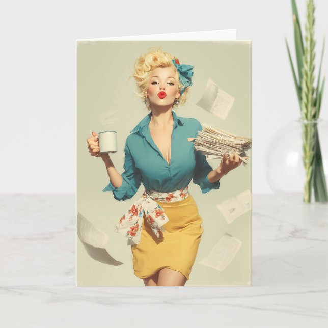 Retro Pin-Up Office Chic Kort (Framsida)