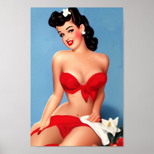 Retro Pin-Up-Poster med en Sultry-Twist Poster
