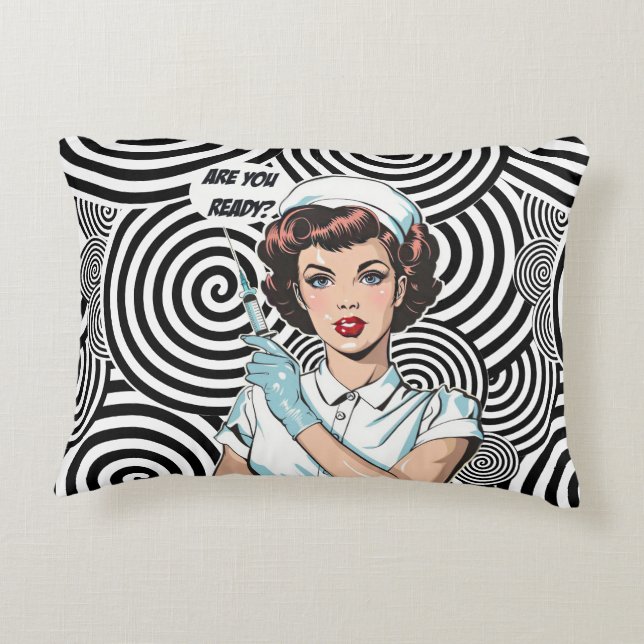 Retro Pin-Up-sjuksköterska Prydnadskudde (Baksidan)