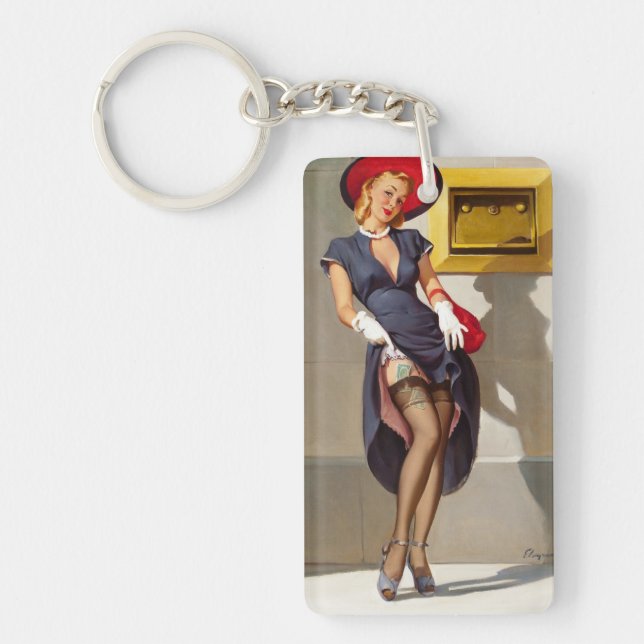 Retro Pin-Up Tjej Nyckelring (Framsidan)