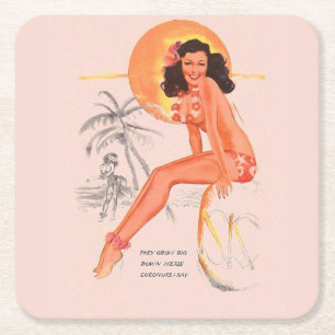 Retro Pin-up Underlägg Papper Kvadrat