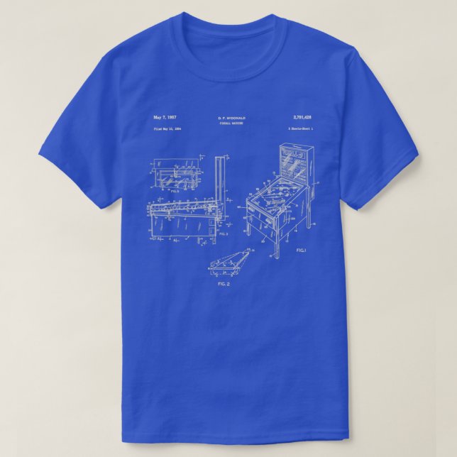 Retro Pinball Pinball Patent Gift T Shirt (Design framsida)